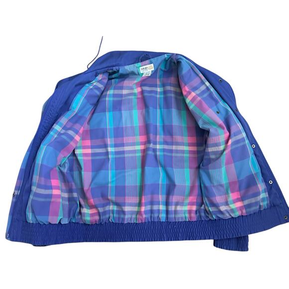 Vintage IZOD Club Women M Windbreaker Jacket Blue Plaid Lining 80s Preppy Retro - Picture 9 of 9